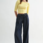 MICA High Rise Wide Leg Elastic Tie Waist Lyocell Jean - The Nines