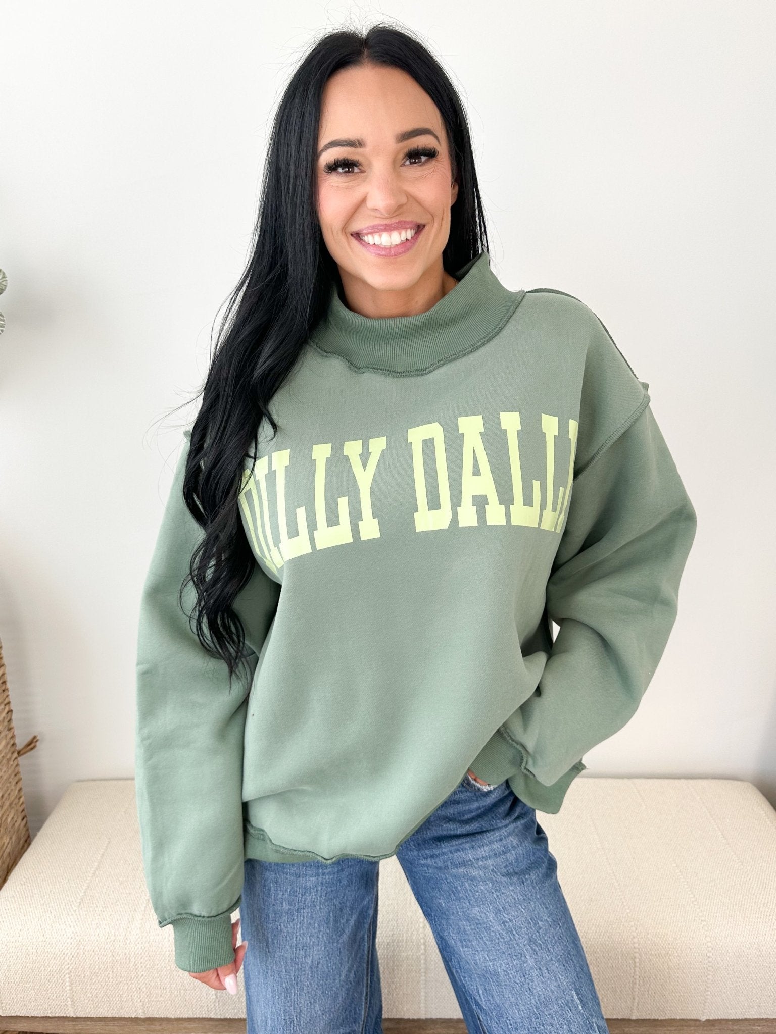 Dilly Dally Mock Neck Sweatshirt - The Nines