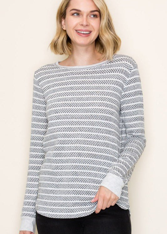 Texture Pattern Striped Top - The Nines