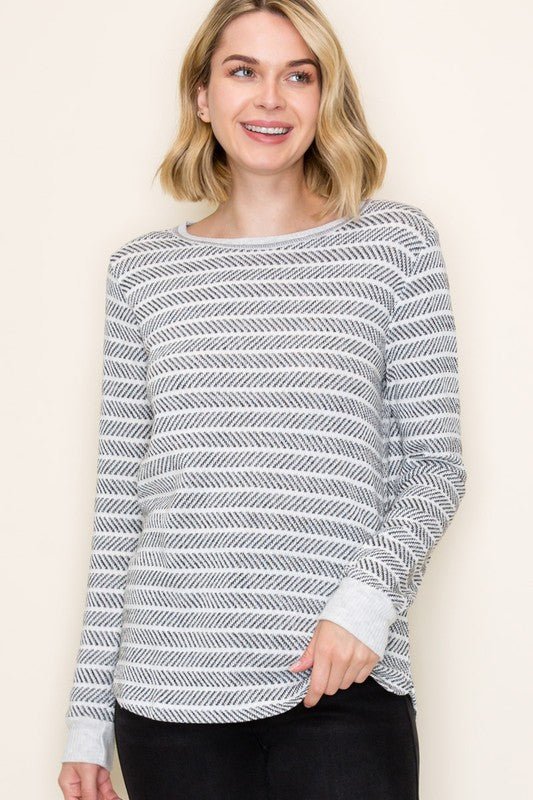 Texture Pattern Striped Top - The Nines