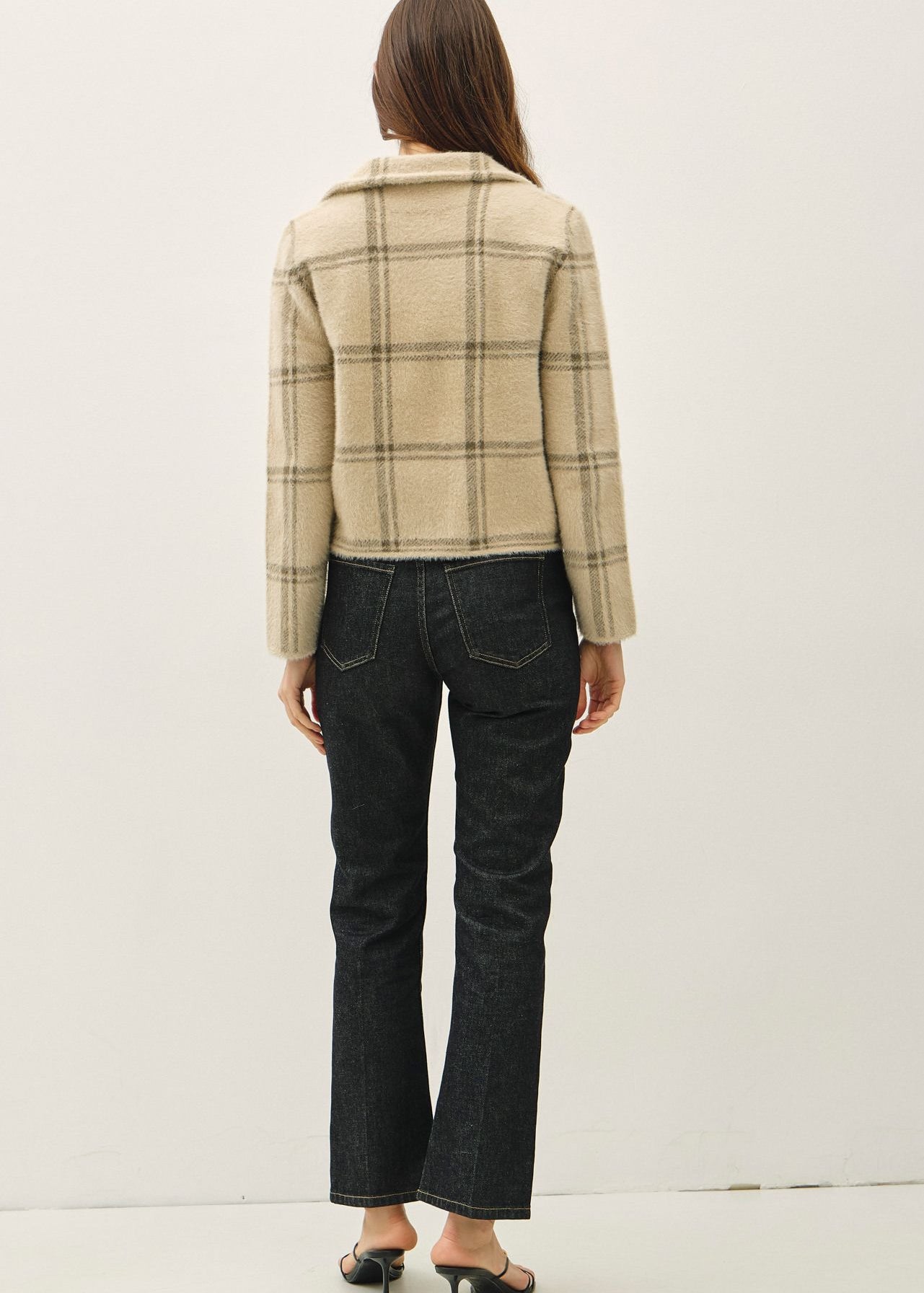 Khaki & Grey Fuzzy Zip Jacket - The Nines