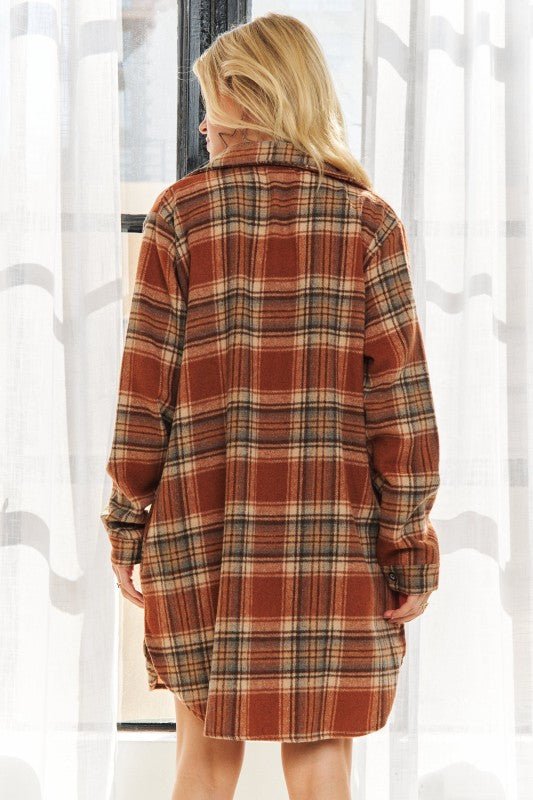 Nora Plaid Long Rust Shacket - FINAL SALE! - The Nines