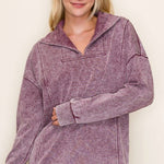 Burgundy Mineral Wash Pullover - The Nines