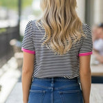 Sunny Days Striped Navy & Pink Tee - The Nines