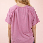 Back Shirred Mineral Wash V - neck Tee - 4 Colors! - The Nines