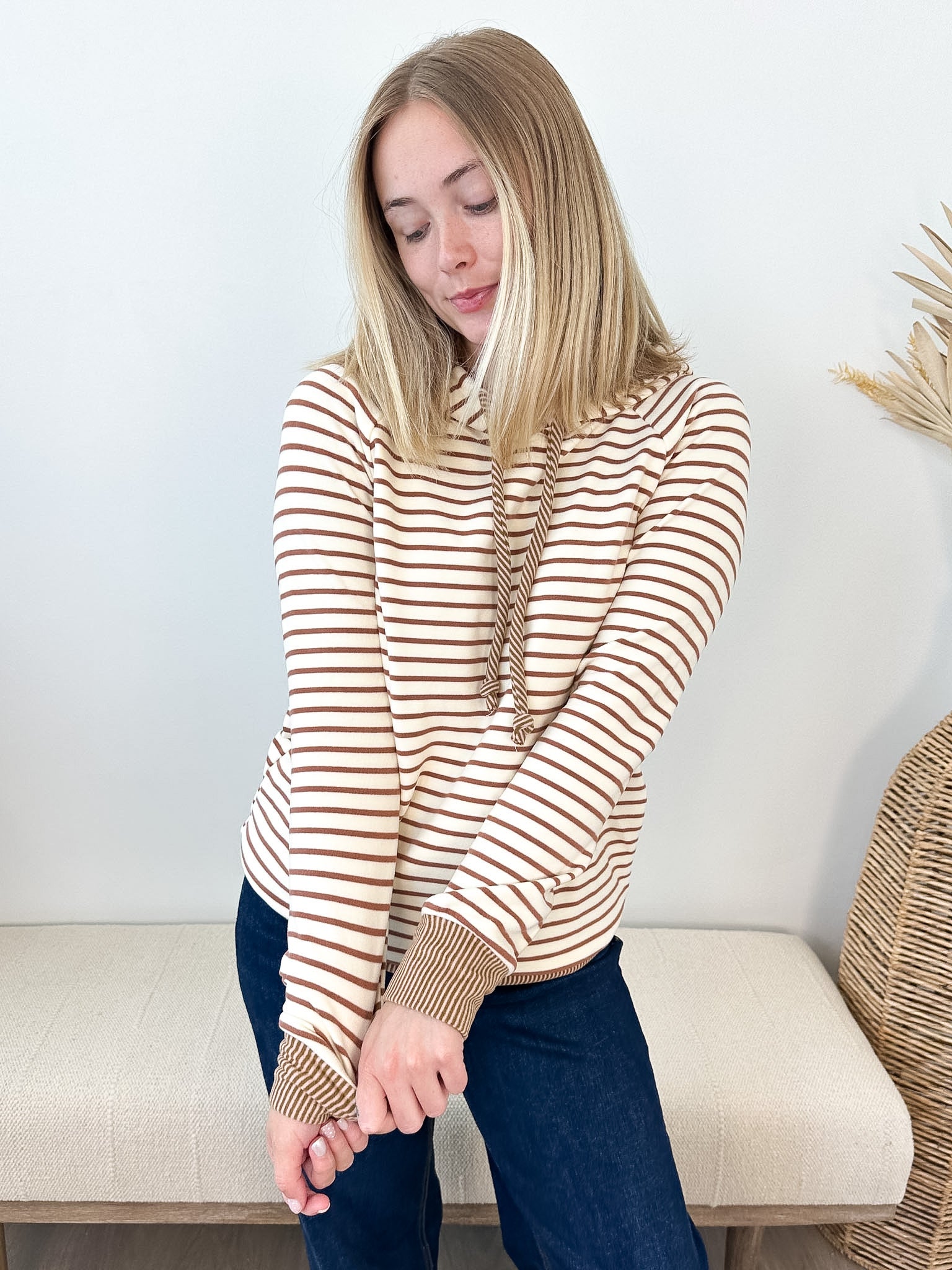 Pinstriped Hoodie Top - The Nines
