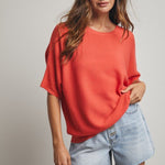 Dolman Short Sleeve Sweater Top - 3 Colors! - The Nines