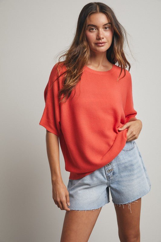 Dolman Short Sleeve Sweater Top - 3 Colors! - The Nines