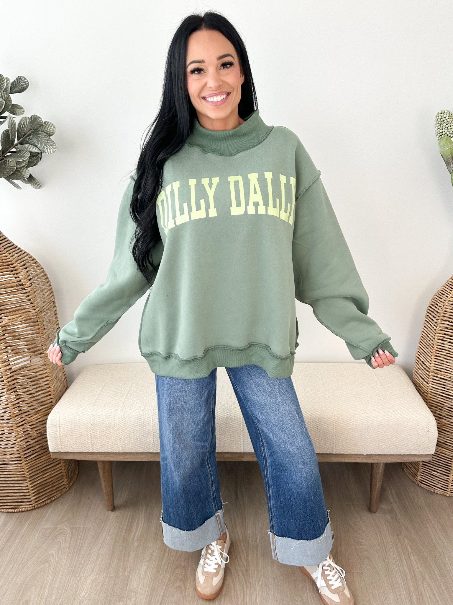 Dilly Dally Mock Neck Sweatshirt - The Nines