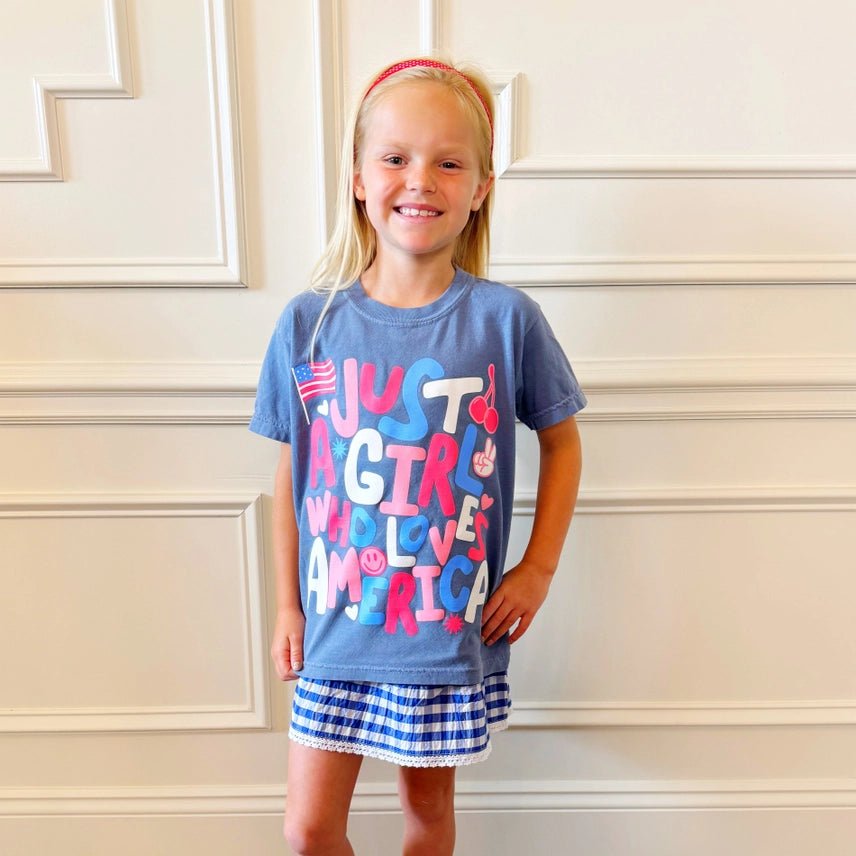 "Just A Girl Who Loves America" Girls Tee - The Nines