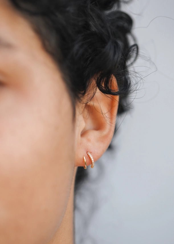 Pave Spiral Gold Earrings - The Nines
