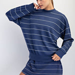 Navy Scuba Striped Crew Neck - The Nines