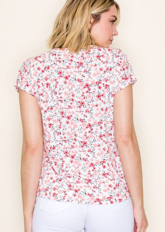 Comfy Floral V - neck Jersey Tee - 2 Colors! - The Nines