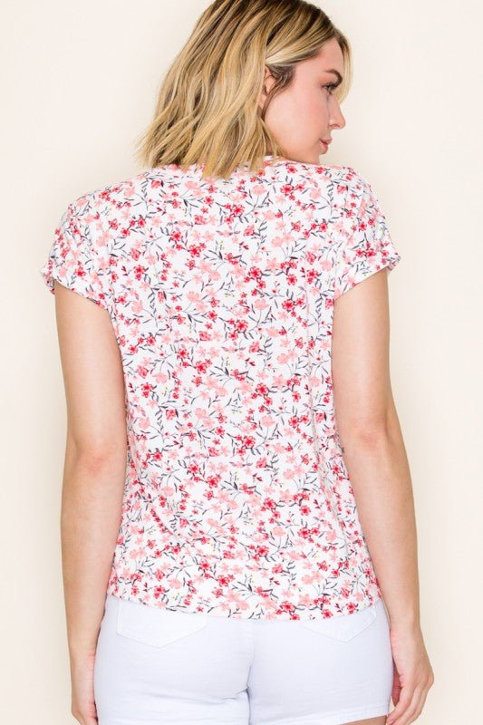 Comfy Floral V - neck Jersey Tee - 2 Colors! - The Nines