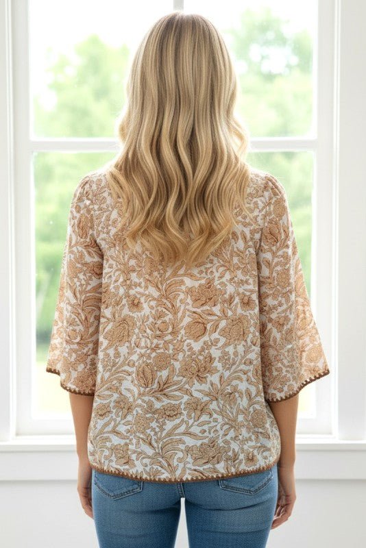 Stitched Hem Kimono Sleeve Top - 2 Colors! - The Nines
