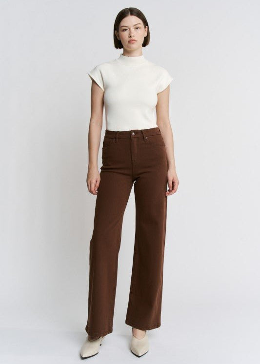 MICA High Rise Brown Vintage Wide Leg Jean - The Nines