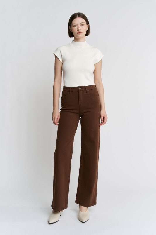 MICA High Rise Brown Vintage Wide Leg Jean - The Nines