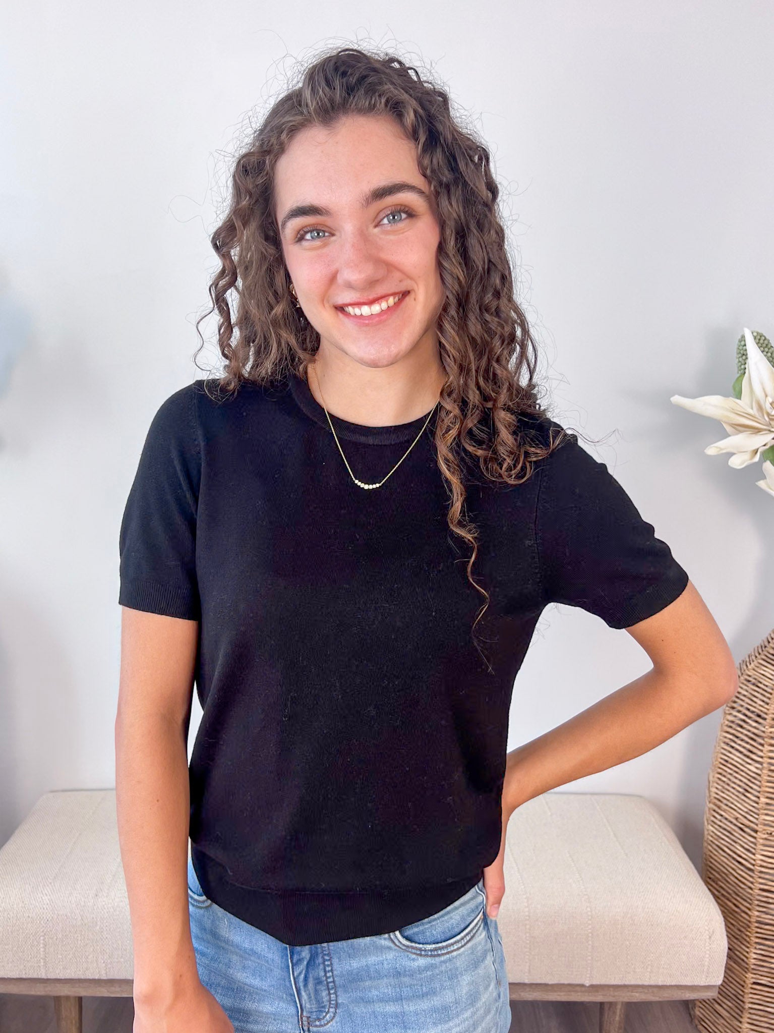 Ultra Soft Basic Short Sleeve Sweater Top