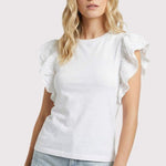 White Eyelet Lace Trim Top - The Nines