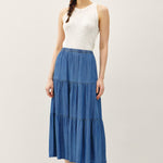 Medium Wash Denim Tencel Maxi Skirt - The Nines