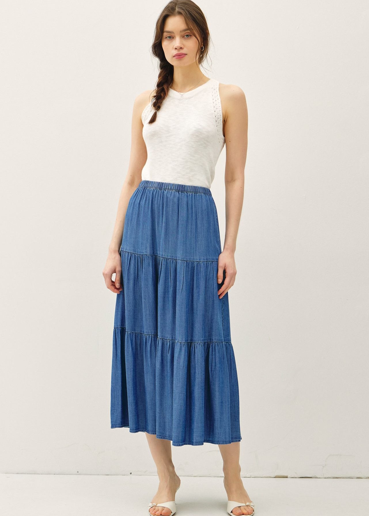 Medium Wash Denim Tencel Maxi Skirt - The Nines
