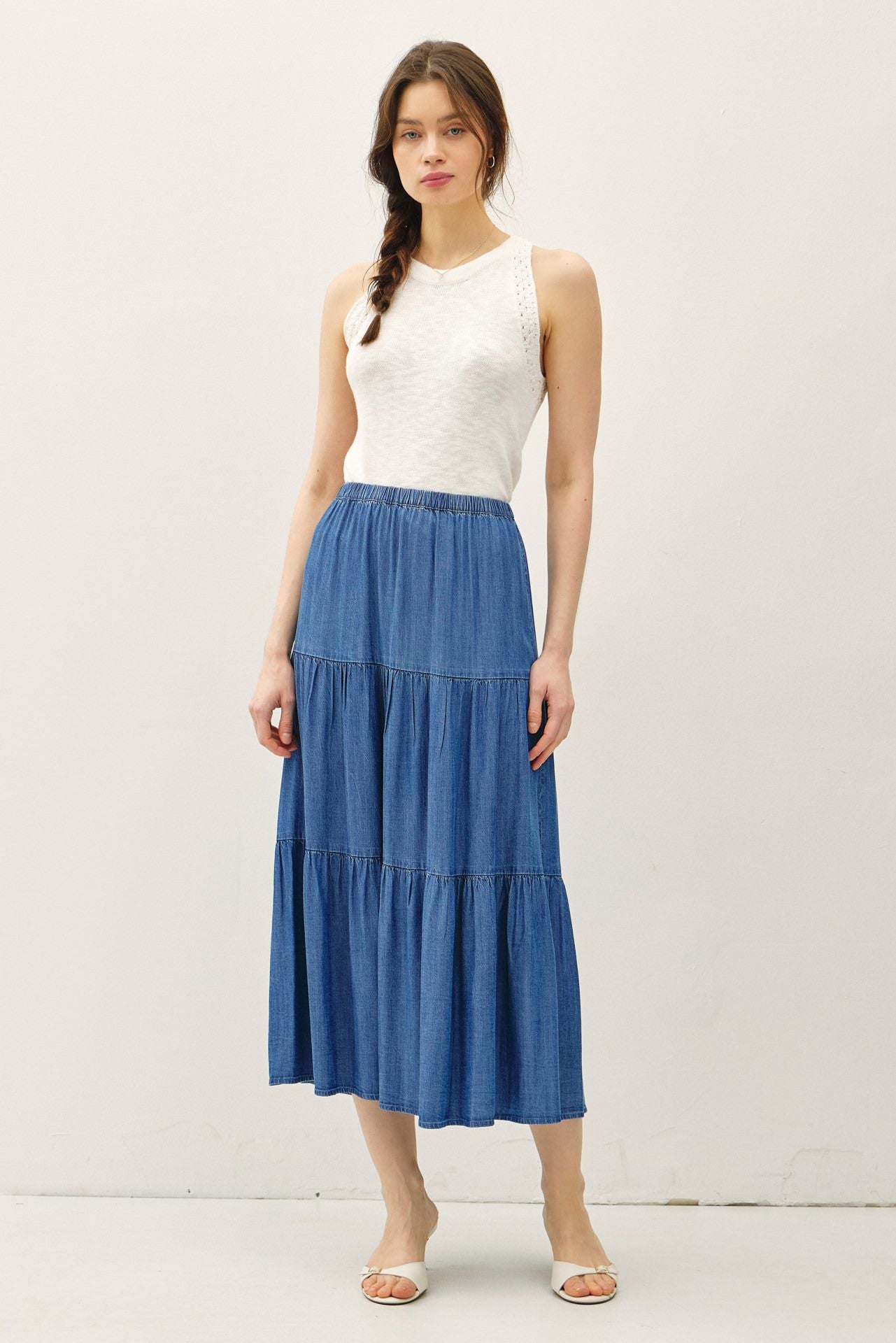 Medium Wash Denim Tencel Maxi Skirt - The Nines
