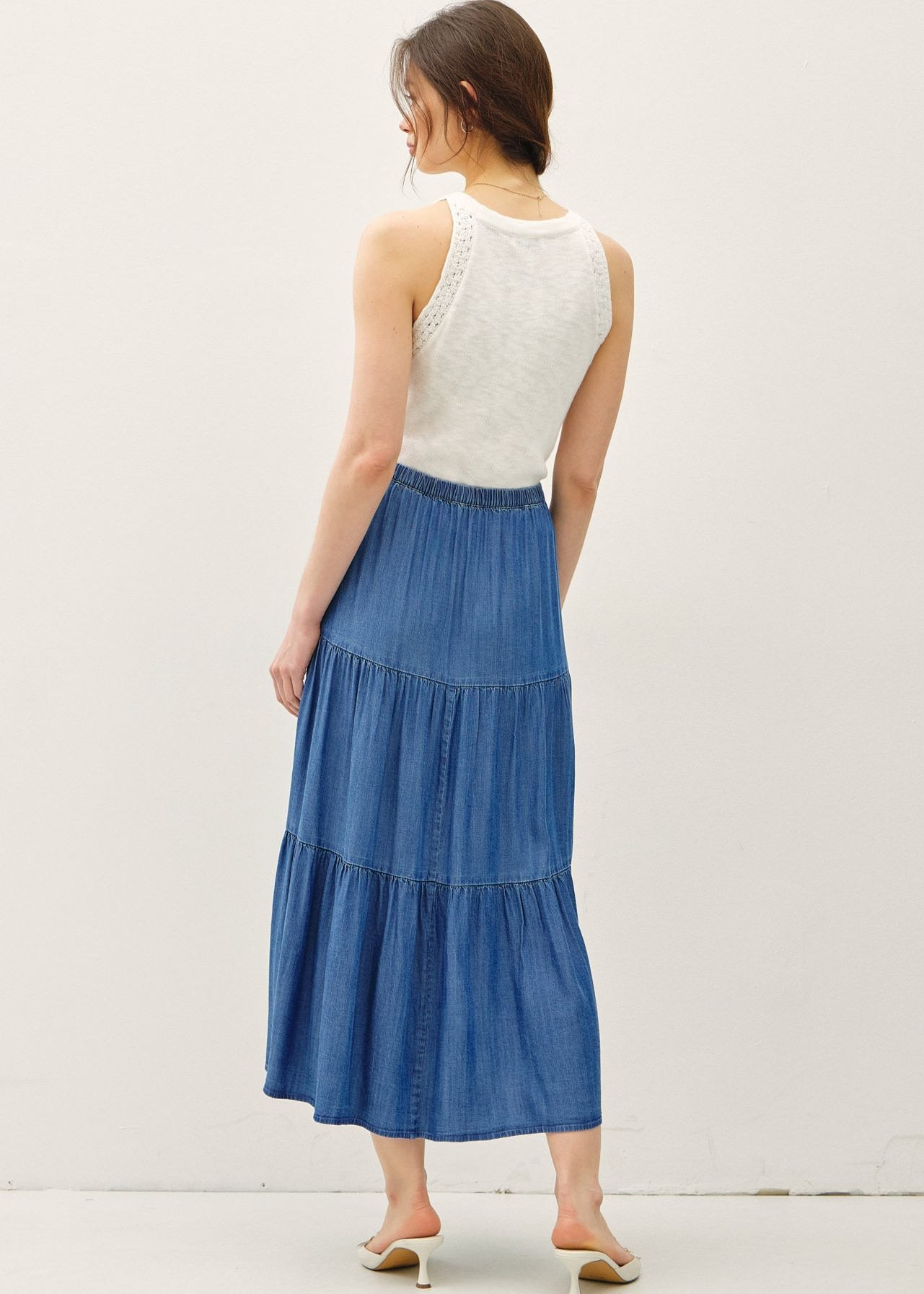 Medium Wash Denim Tencel Maxi Skirt - The Nines