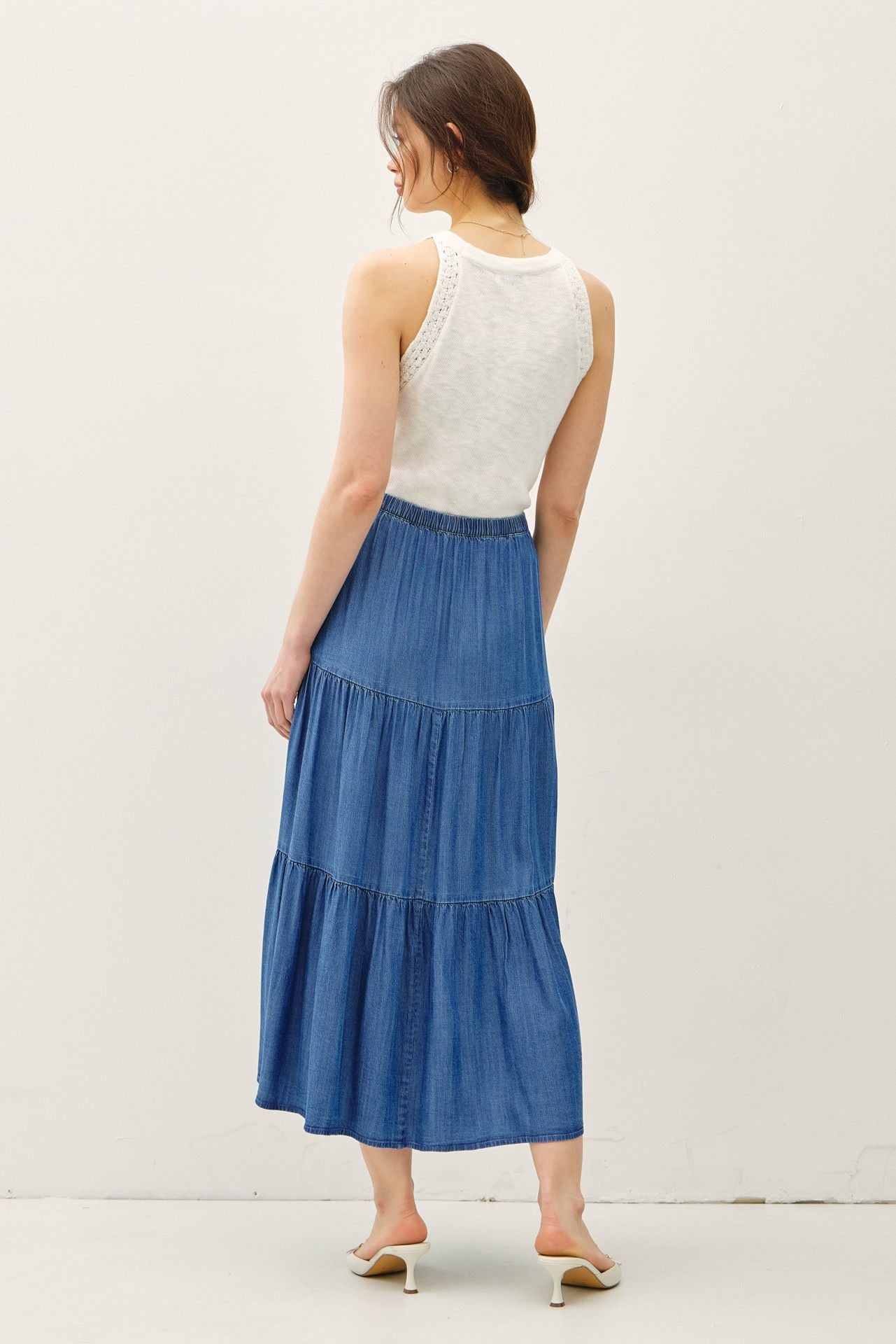 Medium Wash Denim Tencel Maxi Skirt - The Nines