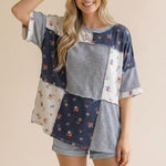 Navy Patchwork Tee - The Nines