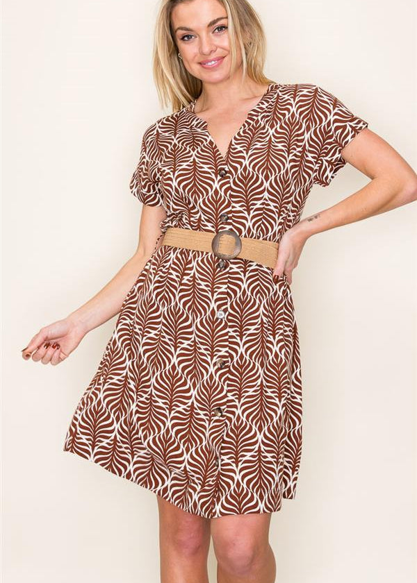 Geo Print Belted Dress - The Nines