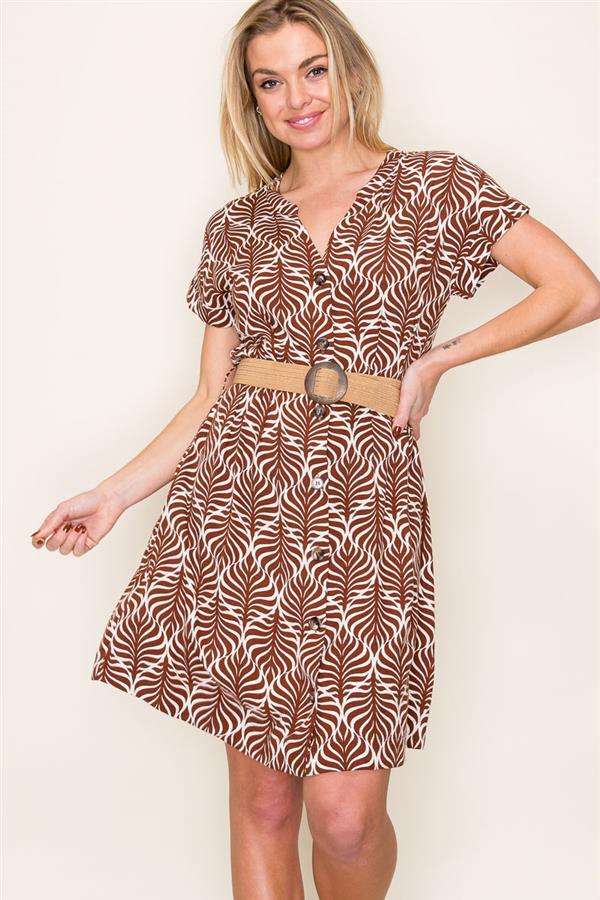 Geo Print Belted Dress - The Nines
