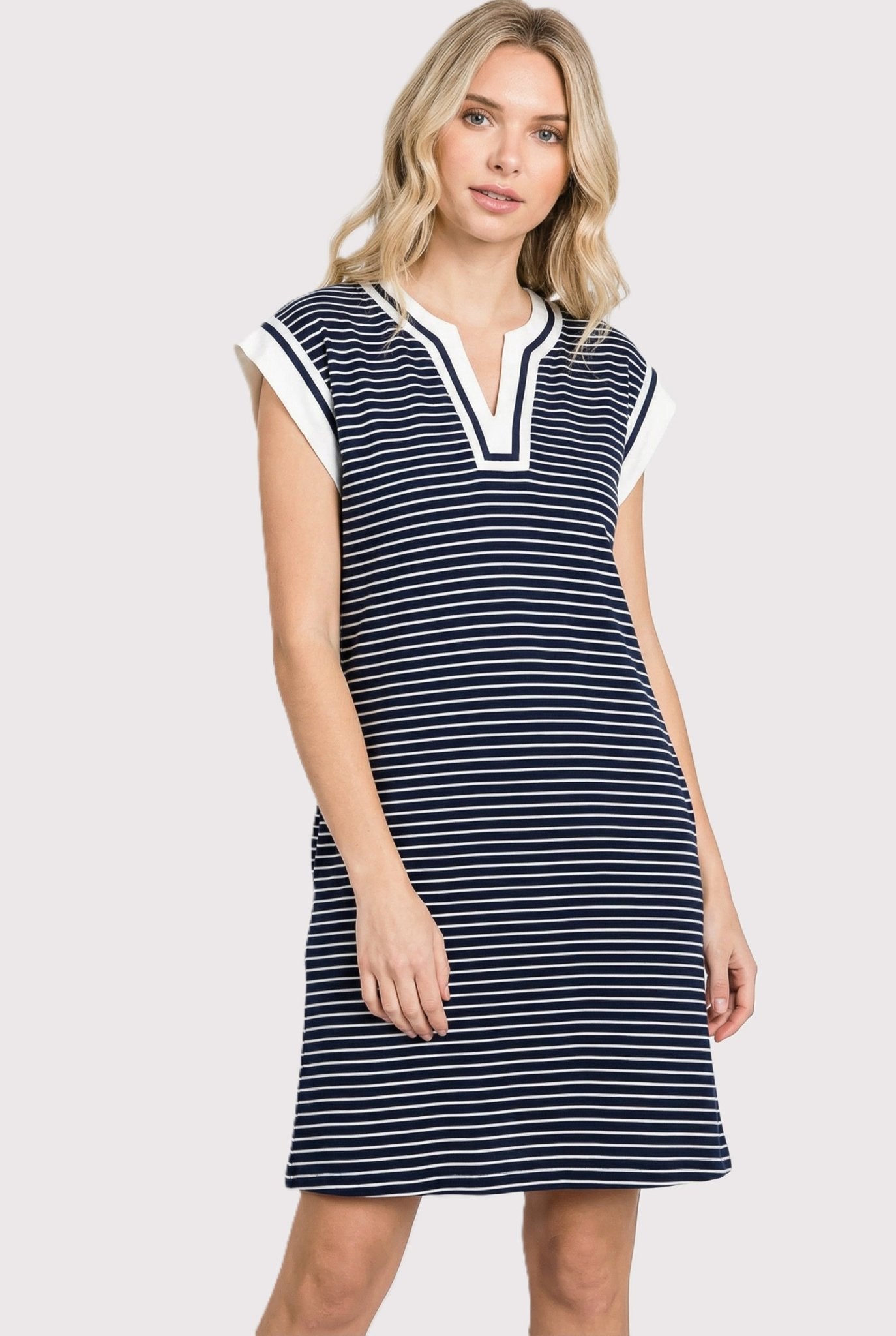 Nicole Navy Striped Pocket Dress - The Nines