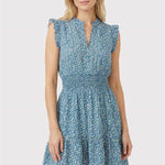 Dusty Teal Smocked Waist Dress - The Nines