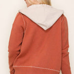 Stitched Sweater Jacket with Detachable Hood - 2 Colors! - The Nines