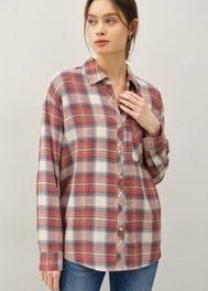 Rosewood Plaid Top - The Nines