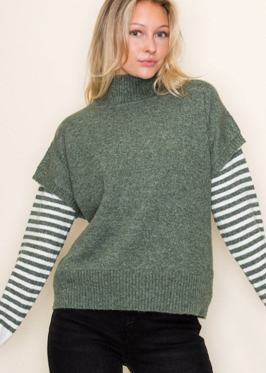 Mariah Mock Neck Sweater Vest - 2 Colors! - The Nines