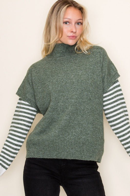 Mariah Mock Neck Sweater Vest - 2 Colors! - The Nines