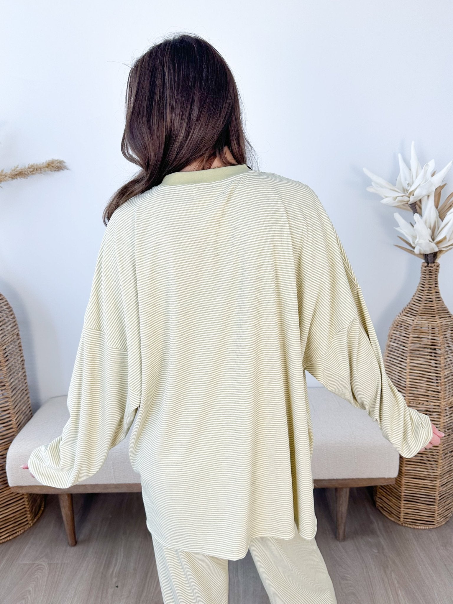 Kenzie Striped Rib Oversized Top - The Nines