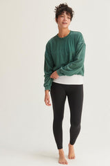 Green Raw Hem Cropped Sweatshirt - FINAL SALE