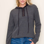 Charcoal Suede Detail Contrast Hoodie - The Nines