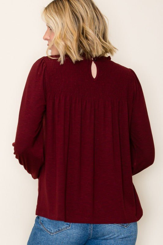 The Best Is Yet To Come Burgundy Smocked Top - The Nines
