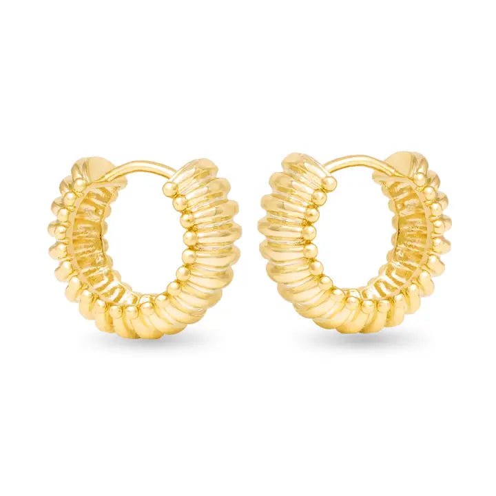 Natalie Polished Raised Rib Hoop - Gold - The Nines
