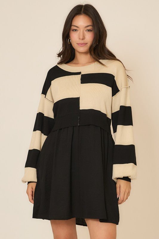 Contrast Sweater Dress - The Nines