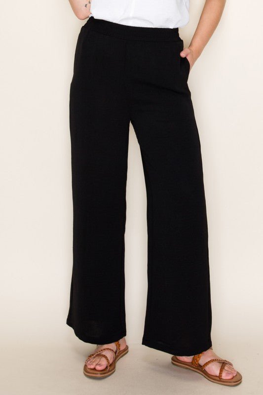 Black Elastic Waist Pants - The Nines