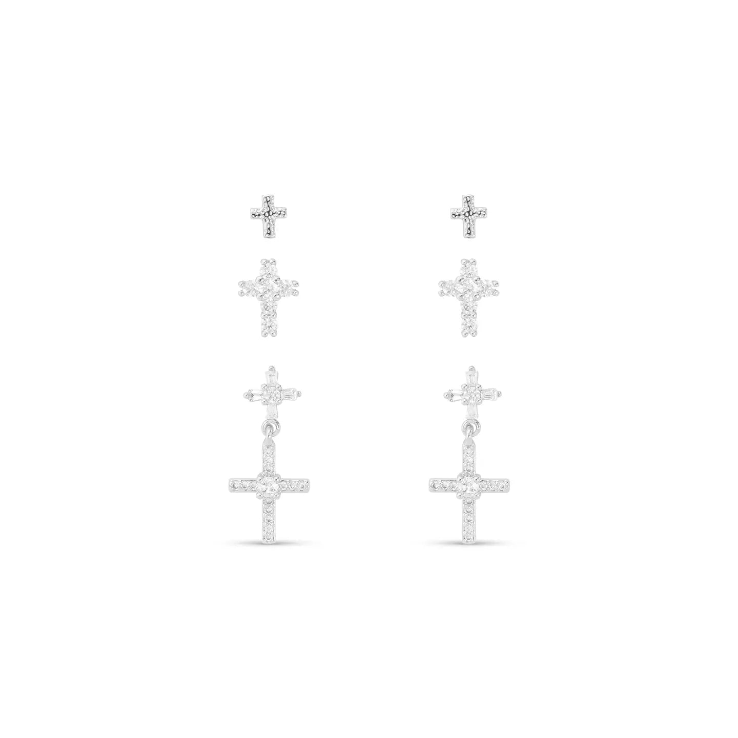 Trio Cross with Drop Earrings - The Nines