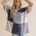 Navy Patchwork Tee - The Nines