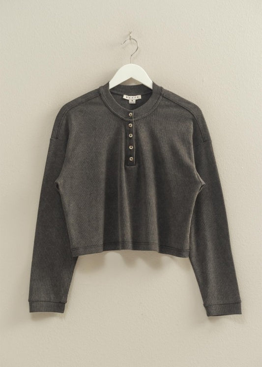Mineral Wash Henley Top - FINAL SALE!