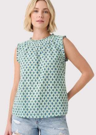 Ruffle Geo Print Top - 2 Colors! - The Nines