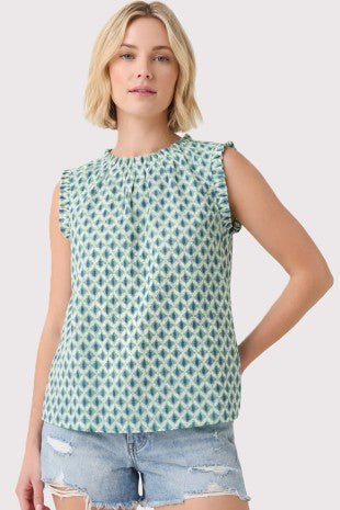 Ruffle Geo Print Top - 2 Colors! - The Nines