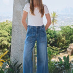 Vervet High Rise Double Cuffed Wide Leg Jeans - The Nines